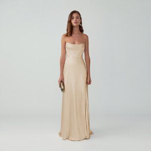 Gorgeous light nude strappy gown from Fame & Partners, size 10, NWT